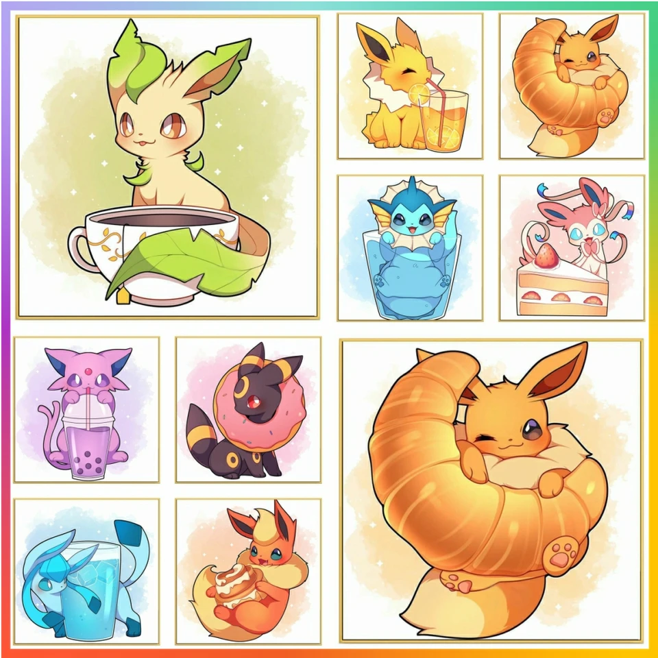 ポケモンイーブイ漫画モザイクアニメ刺embroidery、ダイヤモンド絵画