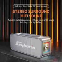 Cyboris Portable Outdoor Bluetooth Speaker Stainless Steel Body Wireless Stereo Subwoofer IPX6 Waterproof BoomBox Card USB Play
