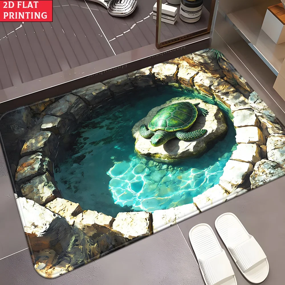 Sea Turtle Beach Entrance Door Mat Colorful Ocean Rainbow Welcome Floor Rug for Hallway Porch Home Decor Creative Foot Pad