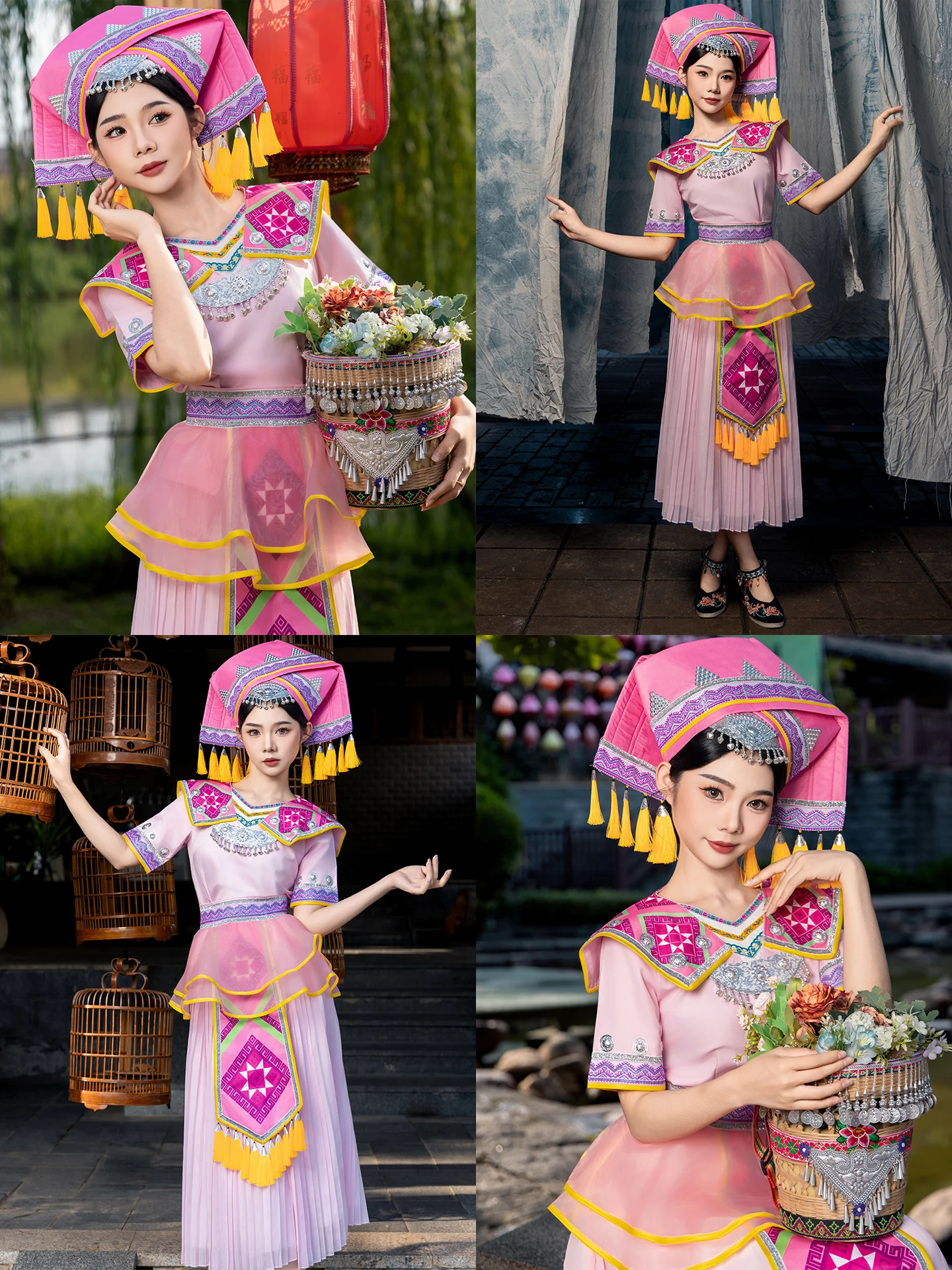 

New Adult Women's Ethnic Costume Dance Performance Clothing Taizu March Three Ethnic Group Hani Ethnic Group Stage Costume