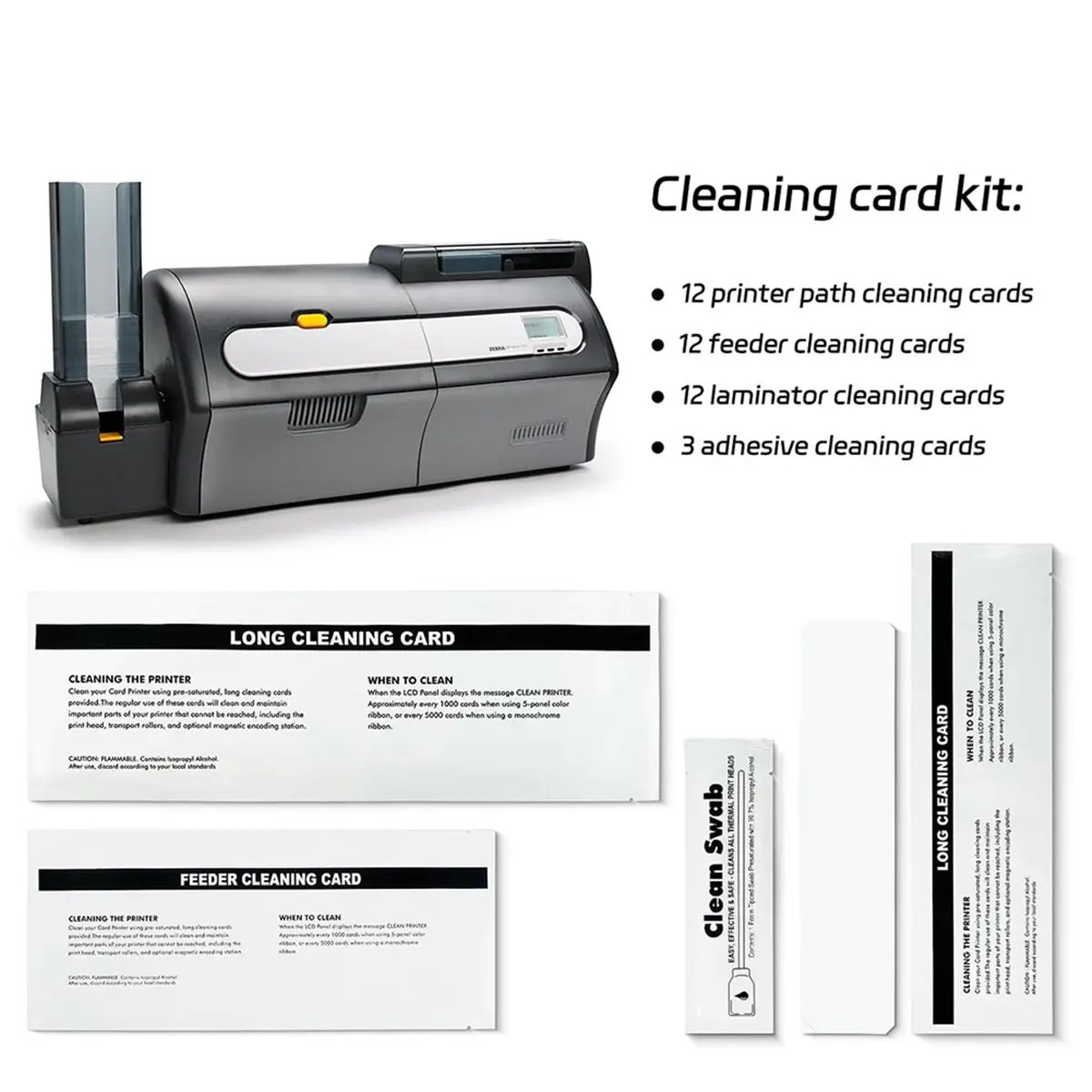 Eco-friendly Cleaning Card Kit for ZXP Series 7 ZXP 7 ID Card Printer, 12-Piece Printer & Laminator Cleaning Card Set