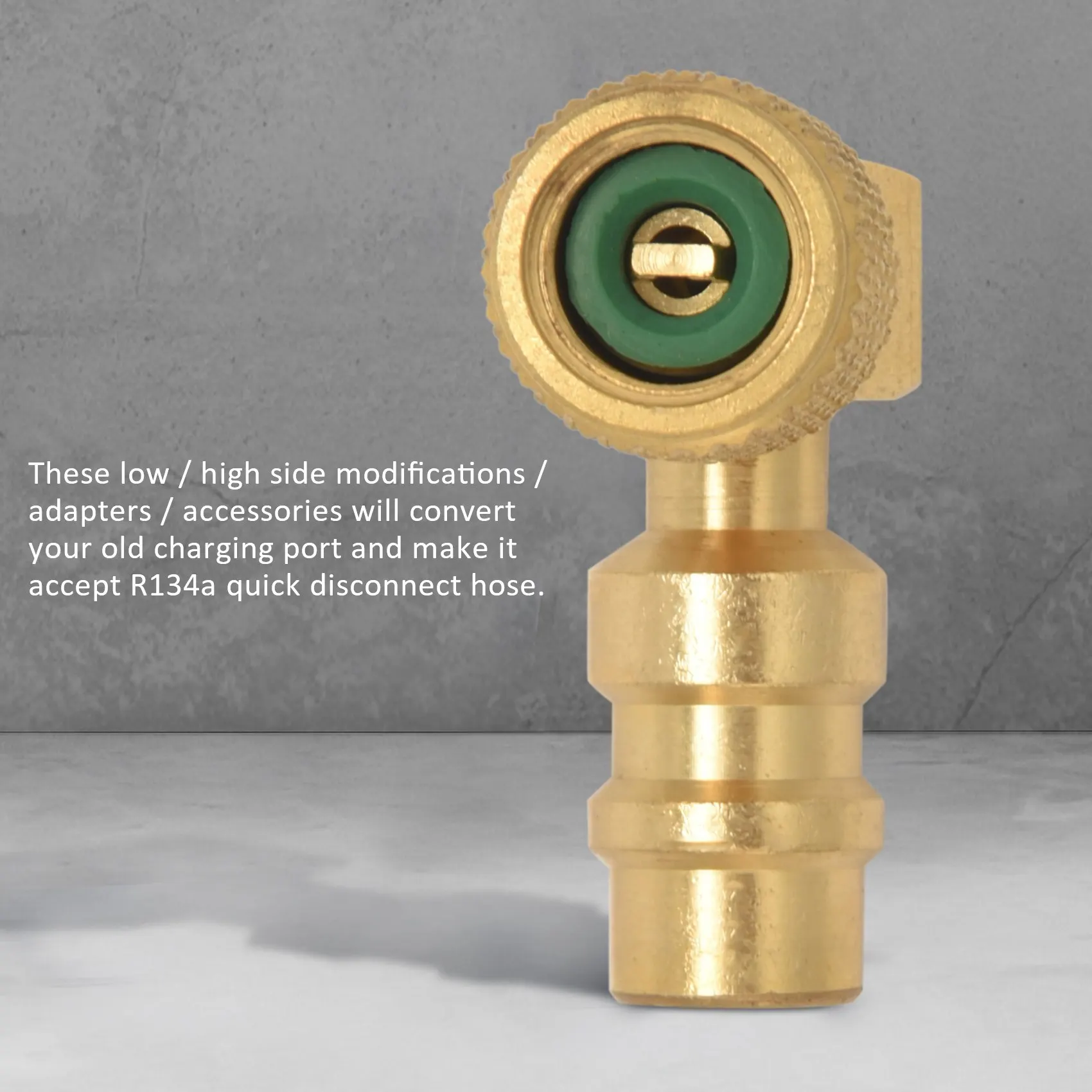 A84E-R12 To R134 A High/Low AC Fitting Port Retrofit Conversion Adapter, Quick Coupler Valve A/C 90 Degree Fitting