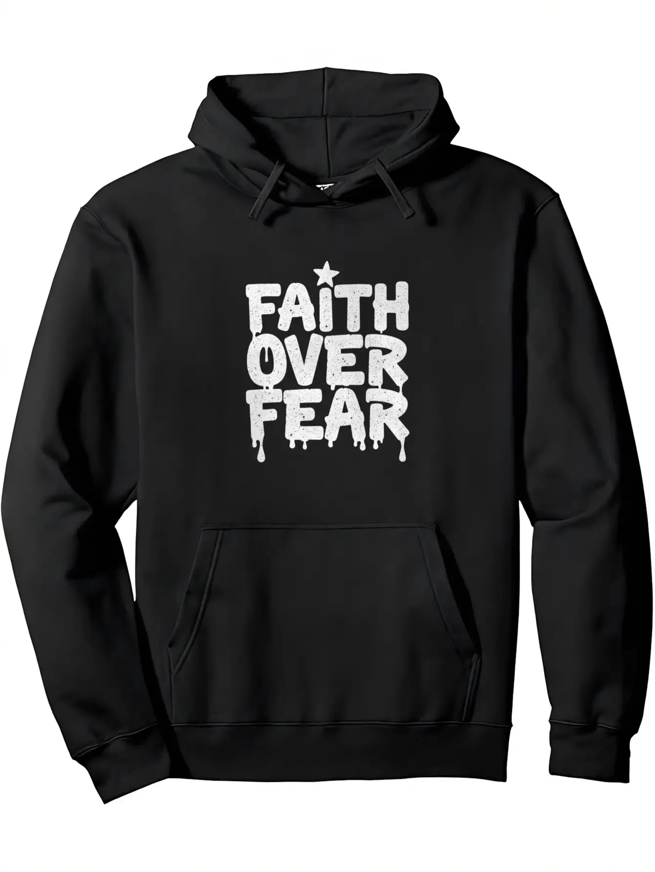 

Мужская христианская толстовка Faith Over Fear — джемпер в стиле уличного стиля в стиле Библии Псалом 23:4, мягкий дышащий, с карманом кенгуру