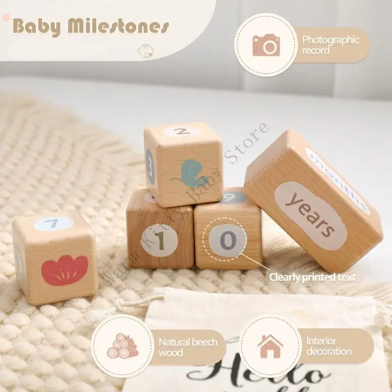 

1 комплект, натуральные деревянные детские ежемесячные ежегодные блоки роста, вехи, детские дни, недель, рост, записи памяти, реквизит для фотосъемки