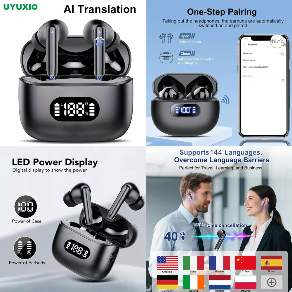 

Real Time Online Earbuds for Travel TWS AI Language Translator Wireless Headphone with 144 Online Languages Trending Products