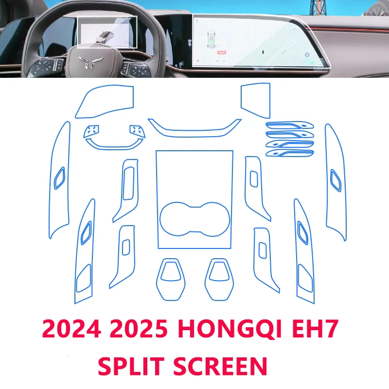 

For 2024 2025 Hongqi EH7 Tpu Transparent Protector Film Car Interior Sticker Center Console Screen Car Interior Accessories