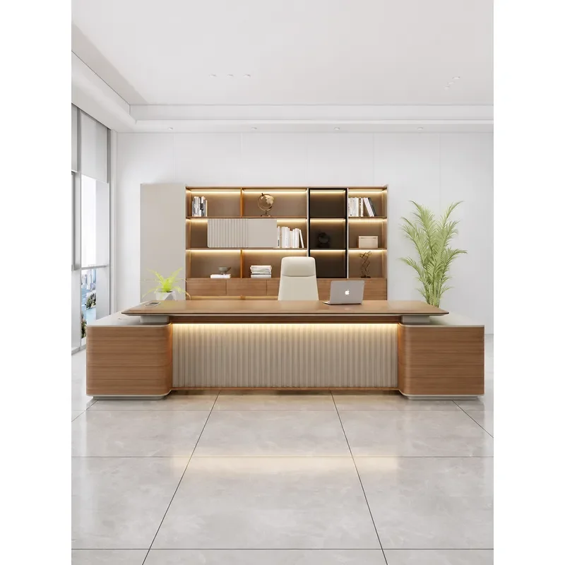 Modern Simple Office Desk and Chair Set Single Boss Table Light Luxury Manager Executive Workstation for Home or Office Use