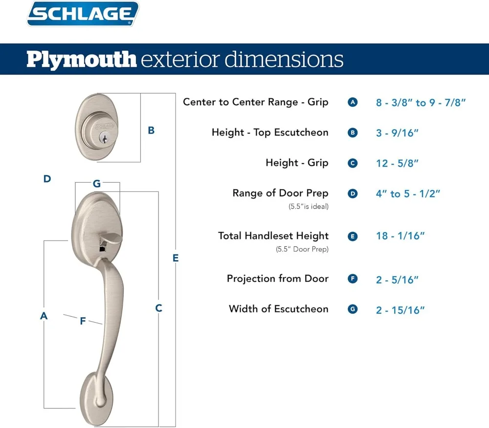 SCHLAGE Plymouth Single Cylinder Handleset and Plymouth Knob, Aged Bronze (F60 PLY 716)