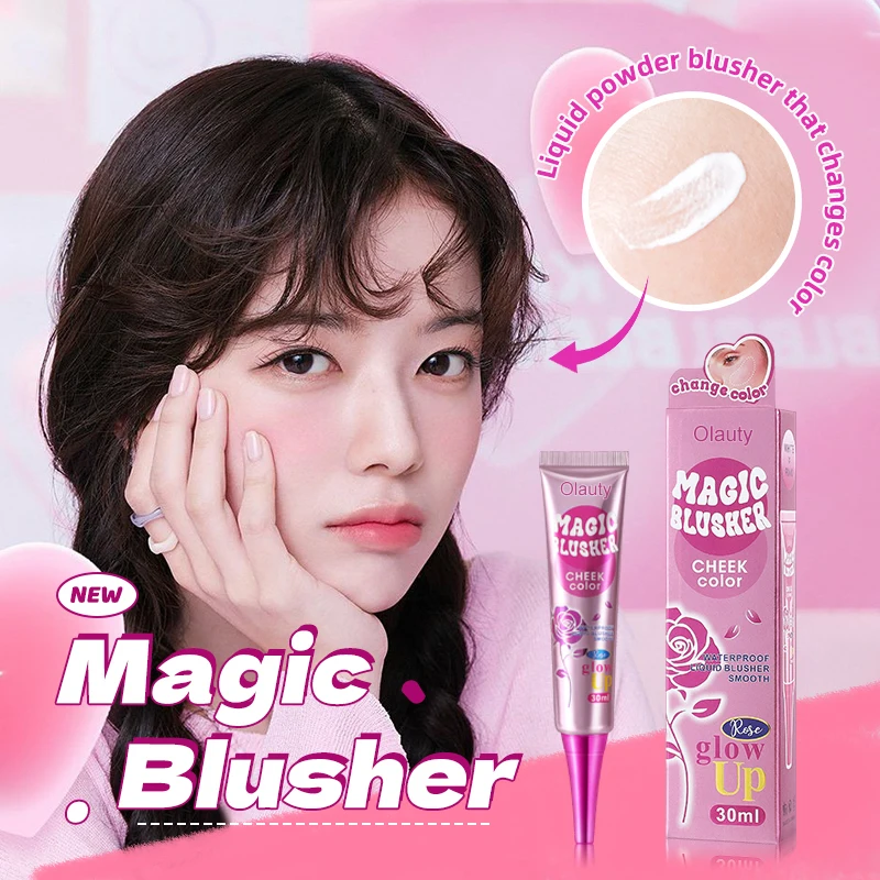 Rubor Mate Mágico que Cambia de Color, Rubor Líquido Resistente al Agua, Larga Duración, Fácil de Aplicar, Realzador de la Complexión, Rubor Facial Rosa