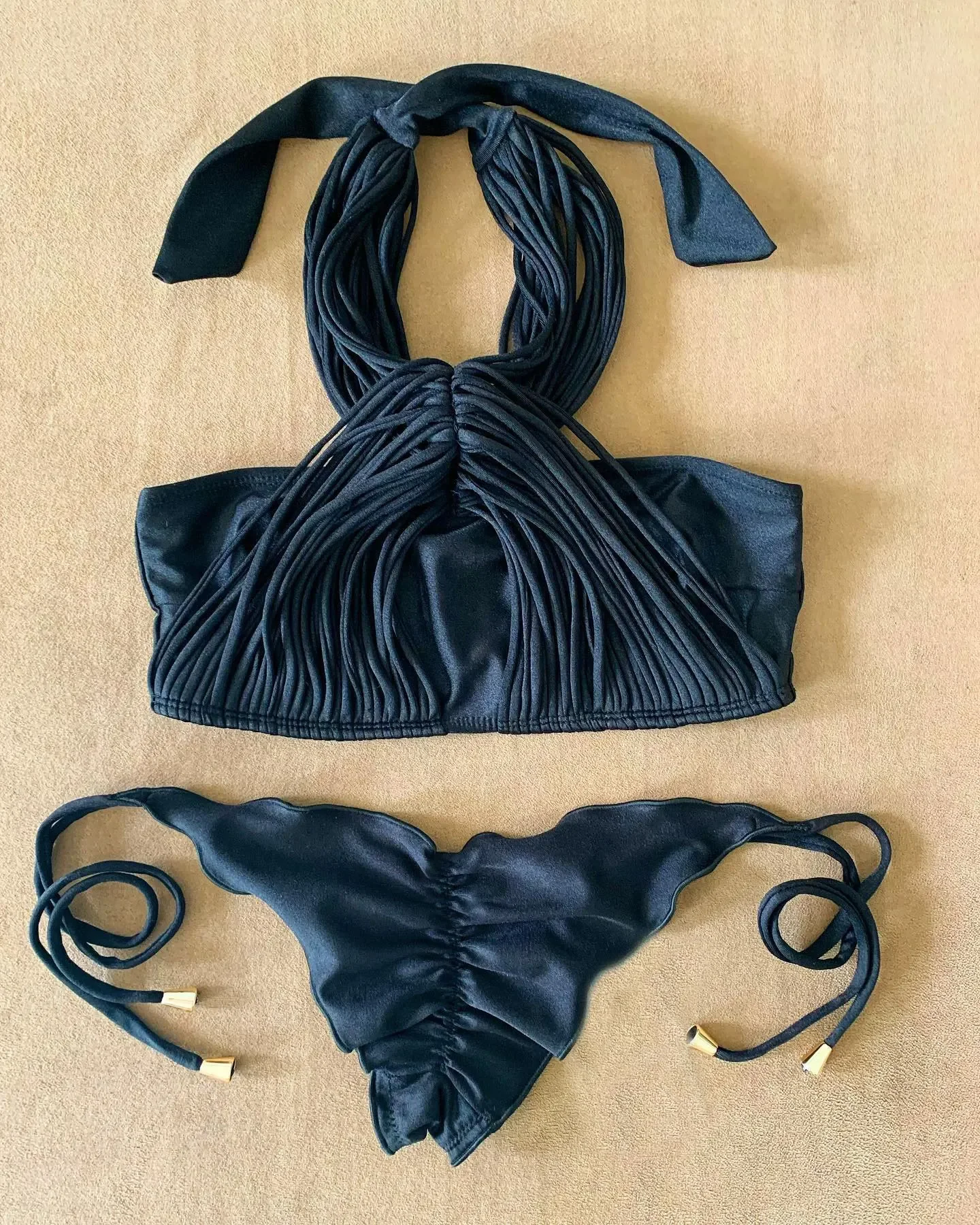 Maillot de bain deux pièces pour femme, bikini brésilien, bandage, rayé, sexy, vêtements de plage, été, nouveau, 2024