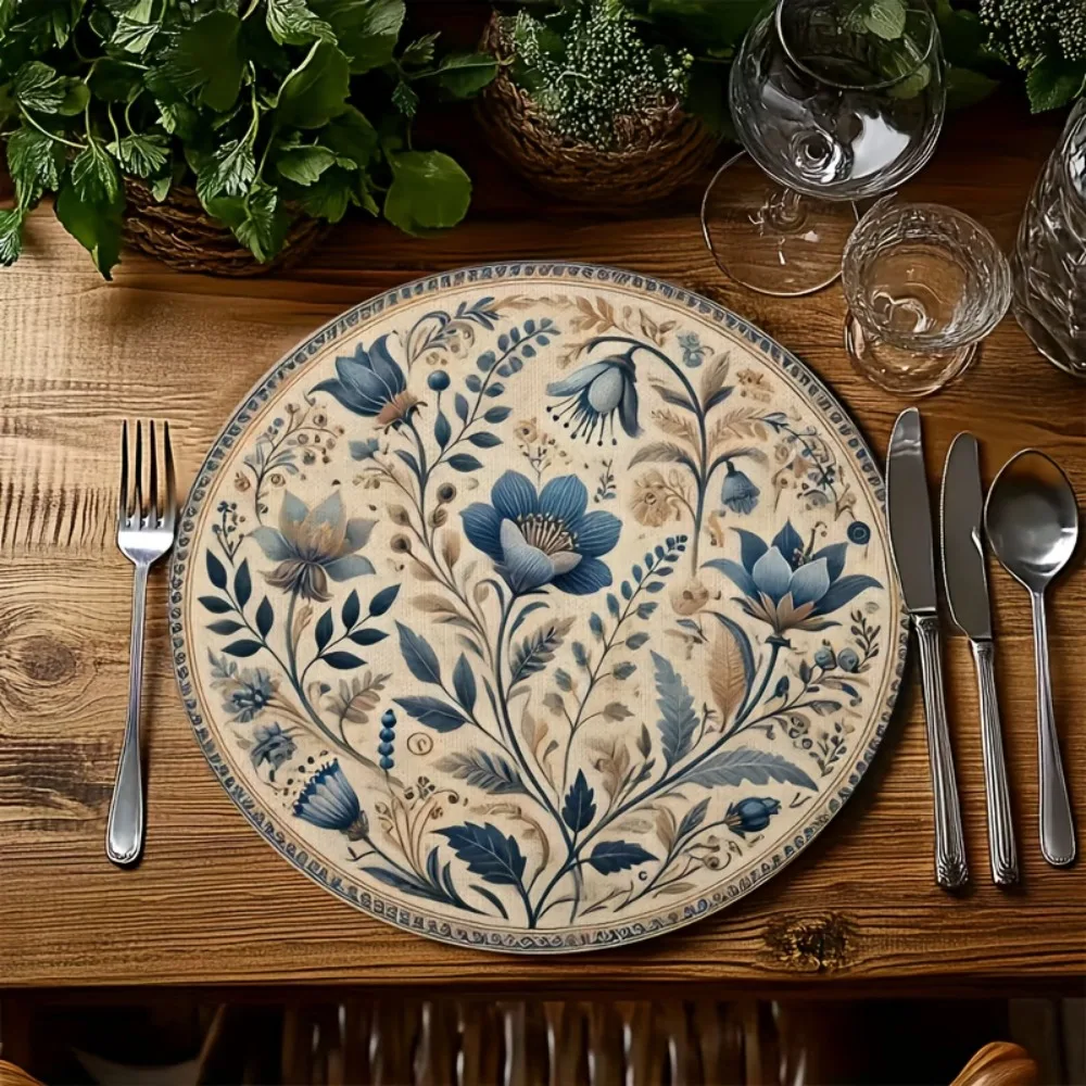 Embroidery Floral Table Placemat Heat Insulation Anti-scald Coffee Cup Mats Middle East Style Anti-slip Round Dining Mat
