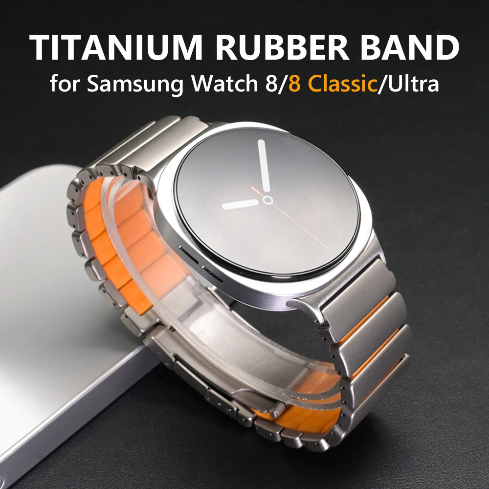 

Титановый ремешок для Samsung Galaxy Watch 8 Classic, 46 мм, 44 мм, 40 мм, мужской роскошный резиновый ремешок для Galaxy Watch Ultra 2025 2024, 47 мм