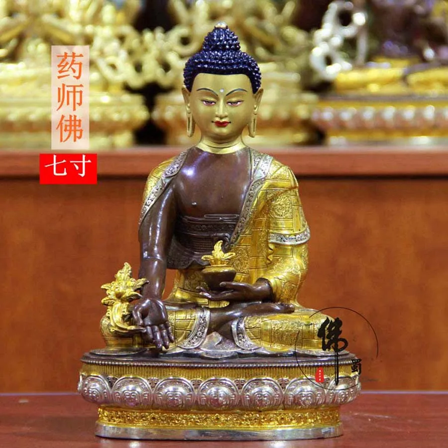 High grade temple buddha statue HOME safety healthy efficacious Buddhism gilding Medicine brass