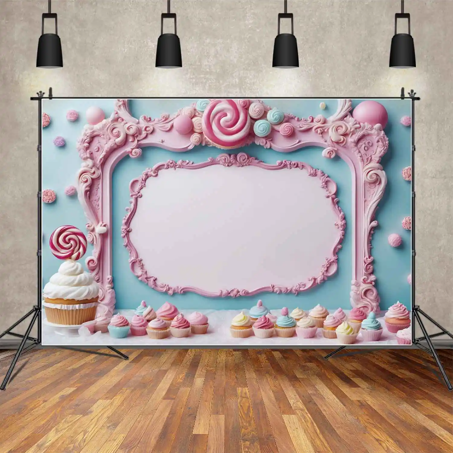 MOON.QG Backdrop Custom Children Birthday Baby Shower Background Pink Candy Bar Sweet Blank Board Party Props Studio Photozone