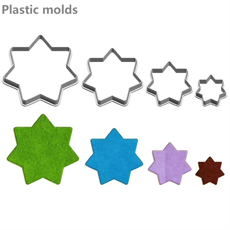 Four Specifications Cartoon Geometric Figure,seven-pointed Star,Plastics Mould,Cake Fondant Tool,Cookie Sushi and Fruit Cutters