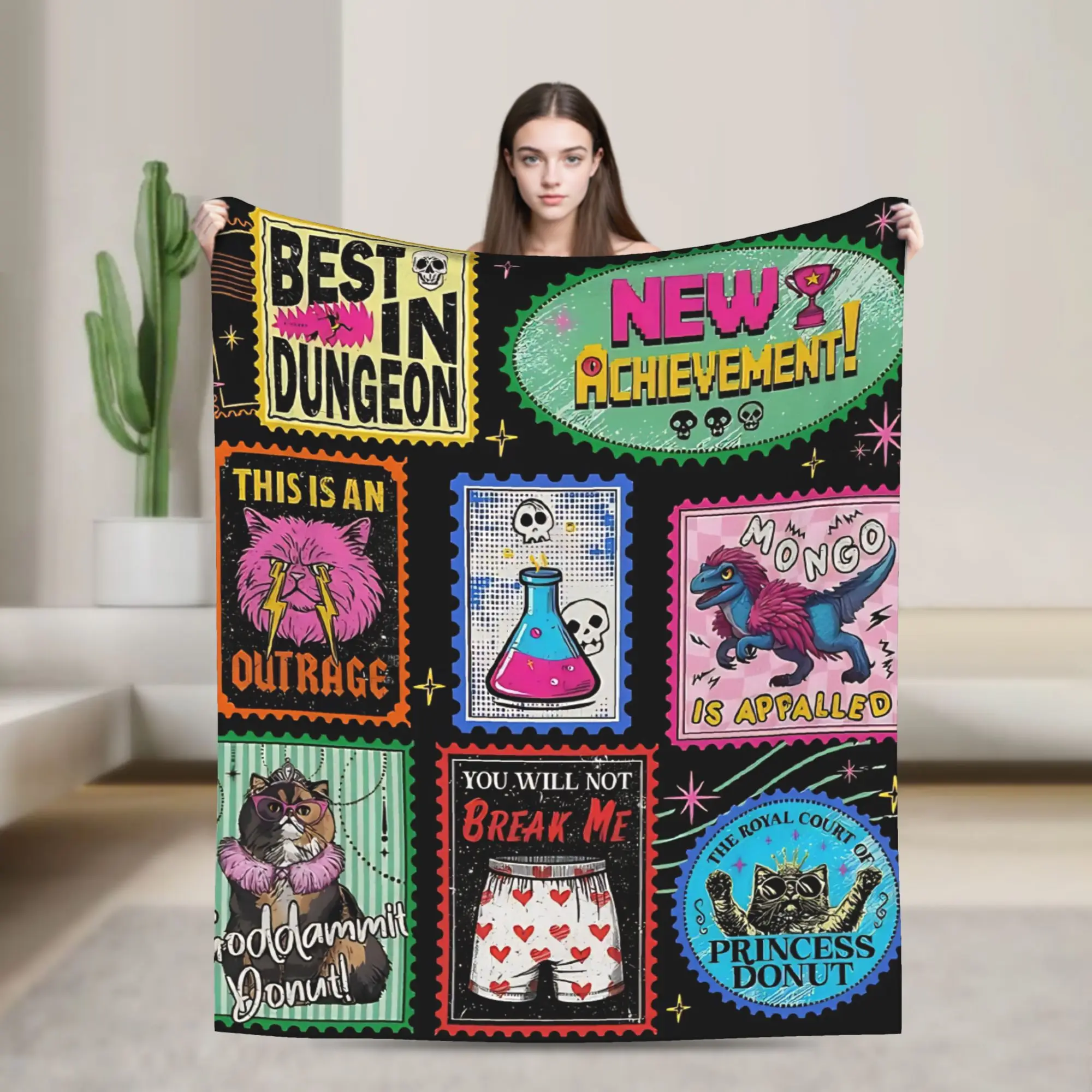 Warm Soft Blanket Camping Dungeon Crawler Carl Throw Blanket  Flannel Bedspread For Living Room Novelty Sofa Bed Cover