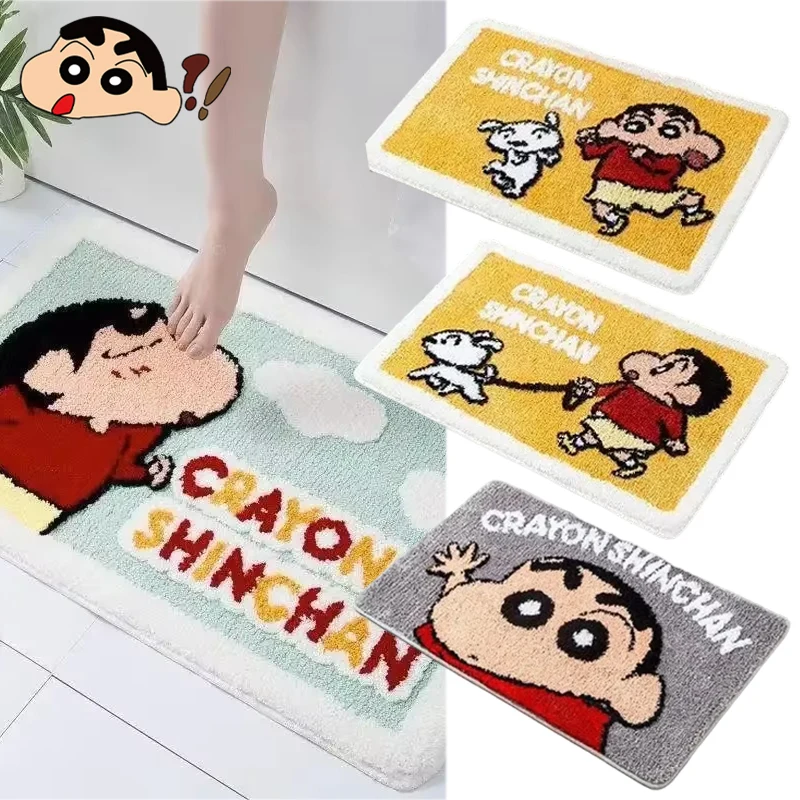 Crayon shin-chan tapete antiderrapante falso cashmere macio e confortável absorvente entrada tapete bonito casa decoração do quarto