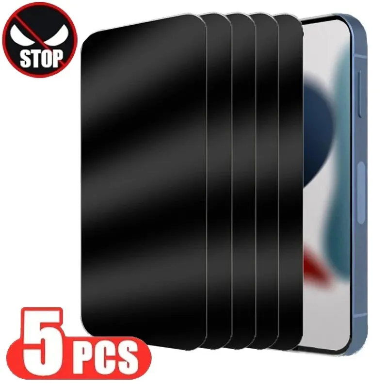 5PCS Anti Spy Tempered Glass For iPhone 15 14 13 12 11 Pro Max Glass Screem Protector Privacy Protection For iPhone X XS MAX XR