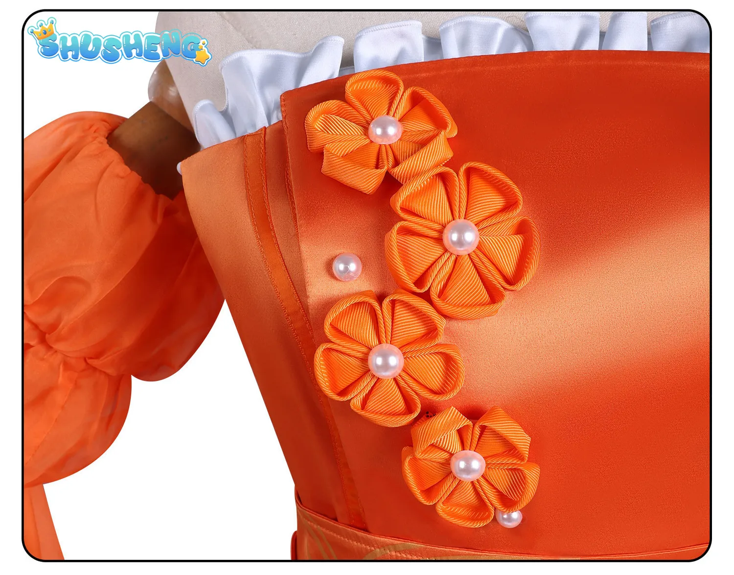 Genshin Impact Yoimiya New Orange Lolita Dress Cosplay Costume Game Anime Halloween Ball Women's Gorgeous Uniform Headwear Props view 5