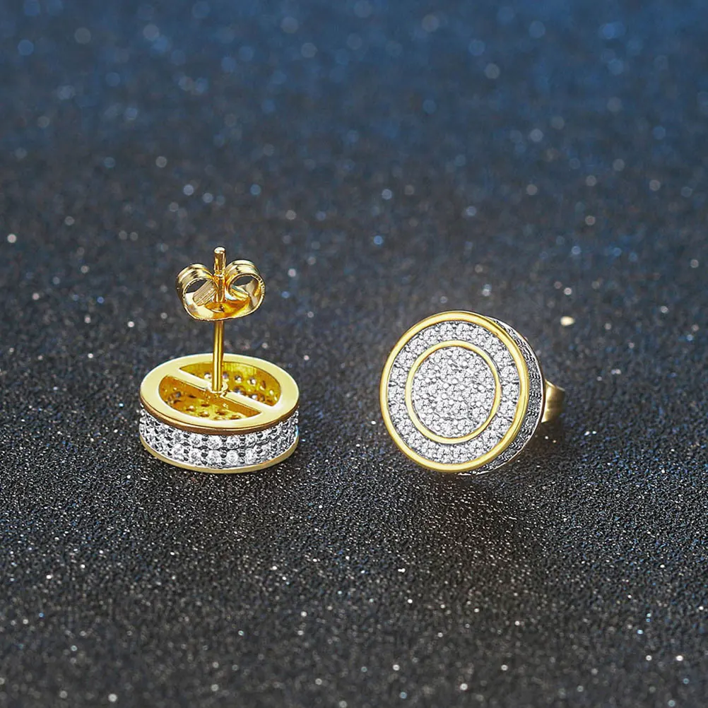 

Gold-plated Earrings Jewelry Fashion For Men Hiphop Rhinestones Circular