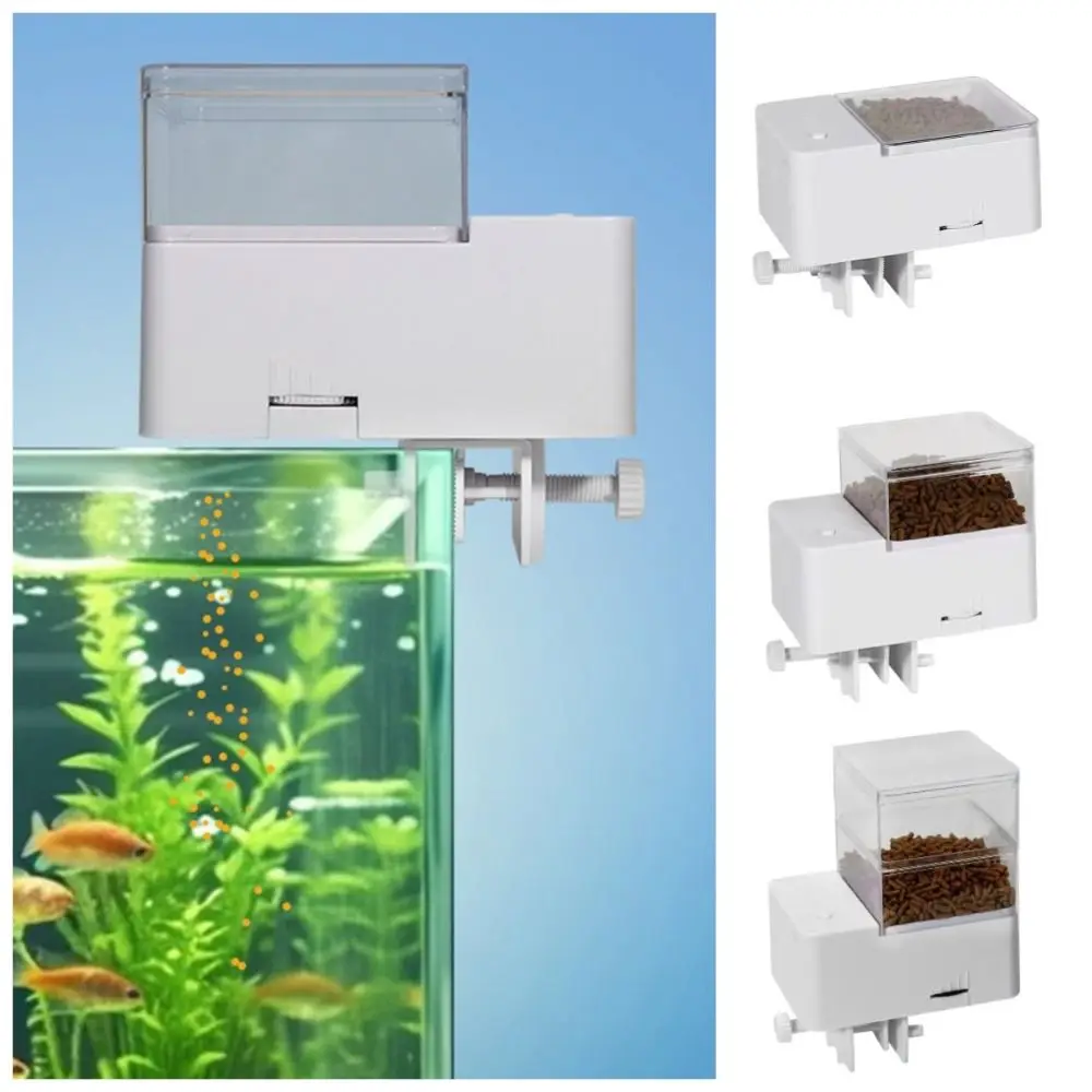 

Intelligent Timing Automatic Fish Tank Feeder Large Capacity Silent Operation Electric Fish Feeder Dual Anti Blocking Adjustable