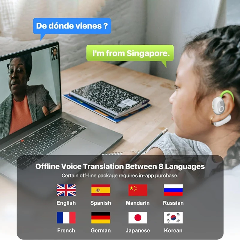 سماعات ترجمة M80 بلوتوث 5.3 سماعات تقليل الضوضاء AI ترجمة فورية سماعات لاسلكية للغة الذكية 2025