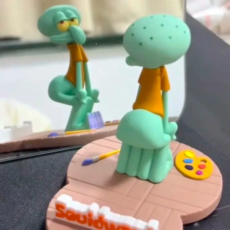 SpongeBob Squidward Phone Stand Holder 3D Resin Figure Desk Organizer Cute Cartoon Nerd Artwork