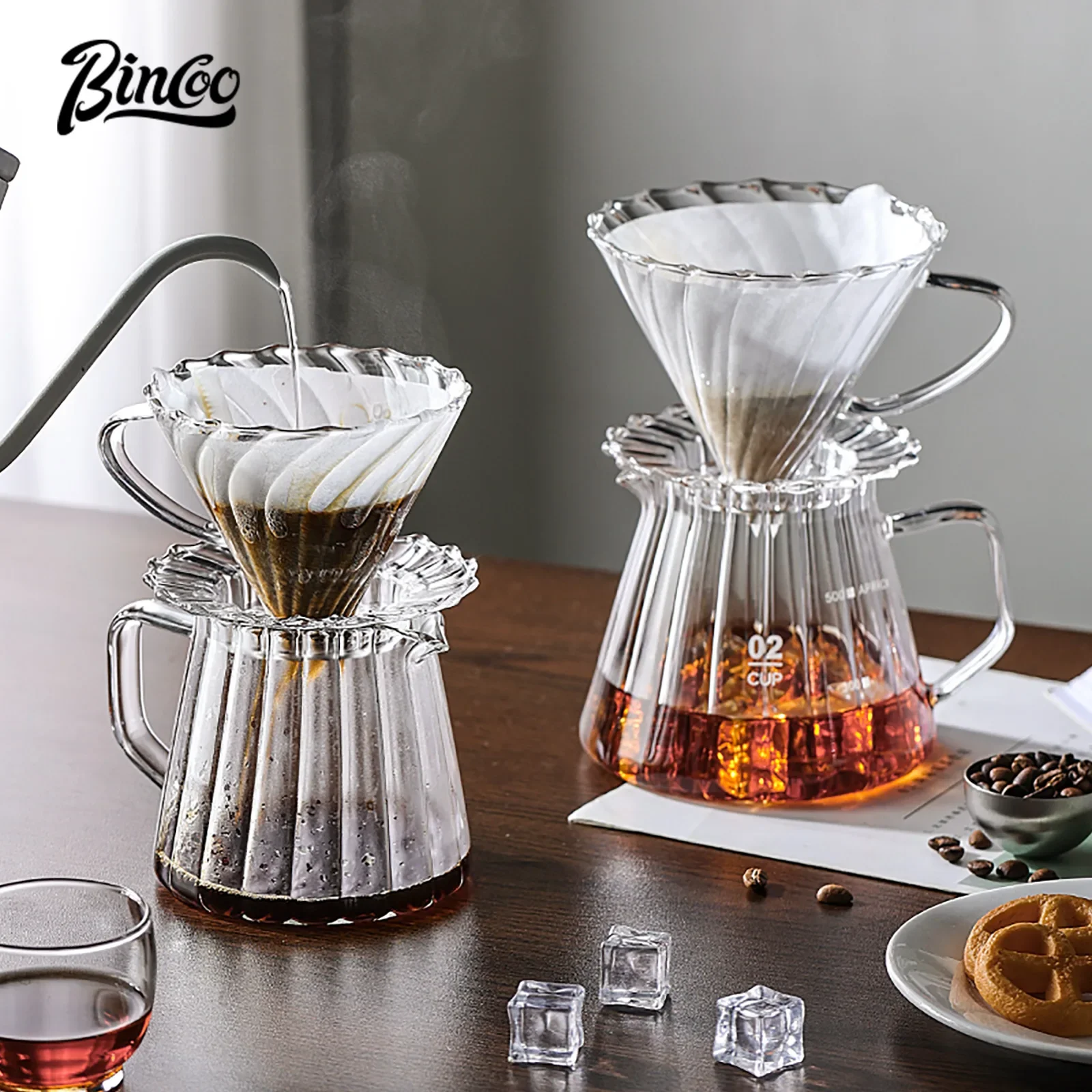 

Bincoo-Hand Brewed Coffee Pot, Glass Filter Cup, Sharing Pot, Hand Brewed Coffee Set, Home Coffee Brewing Pot