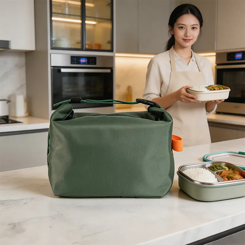 Isolierte Lunchtasche, große Kapazität, faltbar, wasserdicht, mit Aluminiumfolienfutter, Kühlbox für Büro, Reisen und Picknicks. – Detail 4