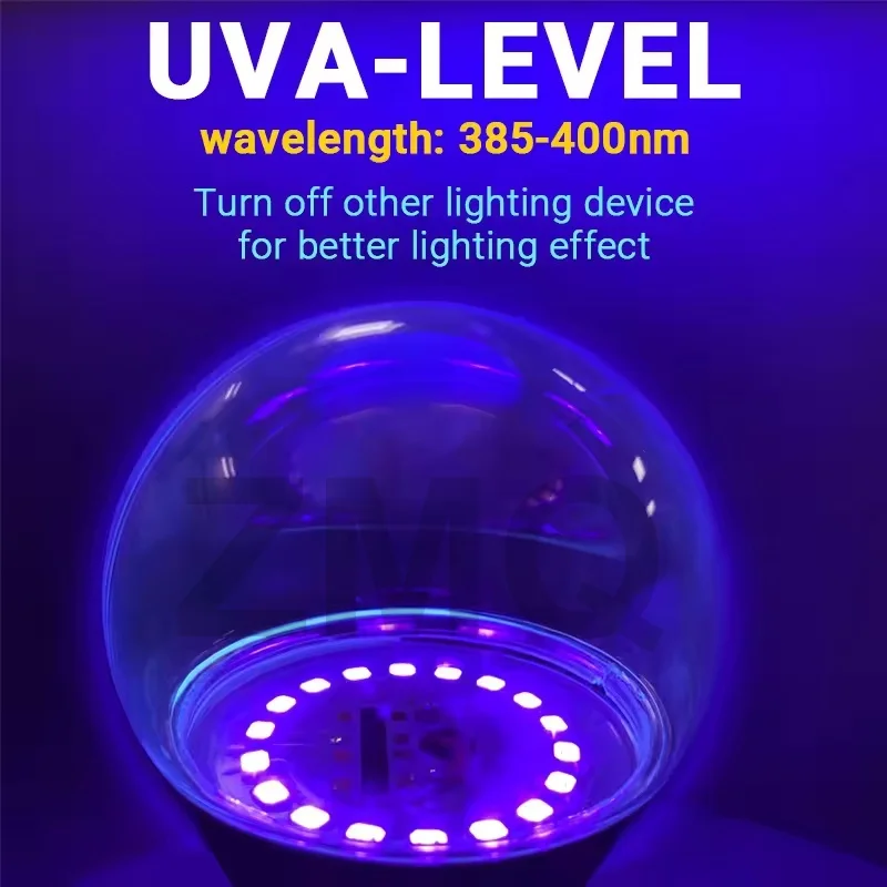 Imagen 6: Bombilla LED UV E27 de 12W y 15W, bombillas de luces negras moradas que brillan en la oscuridad, decoración para fiesta de Halloween, lámpara de luz fluorescente AC 85-265V