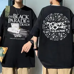 男性と女性のためのグラフィックプリントTシャツ,黒のTシャツ,通常のロマンスmcr,オーバーサイズ,パンク,emo,ロック