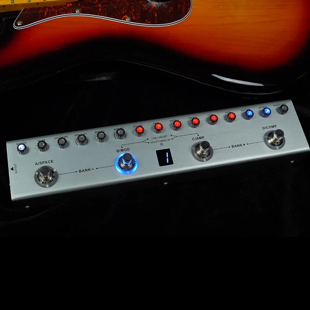 M-VAVE Tank-B Baspedaal Oplaadbare 36 Presets 9 Voorversterker Sleuven 8 Ir Cabine Slots 3 Modulatie/Vertraging/Galm Effecten