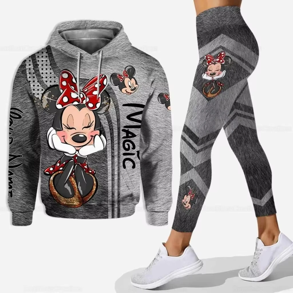 Ensemble de sport et pantalon de Yoga 3D pour femmes, vêtements de sport Disney, à la mode, essentiel, à capuche, en feutre, y2k, nouvelle collection 2024