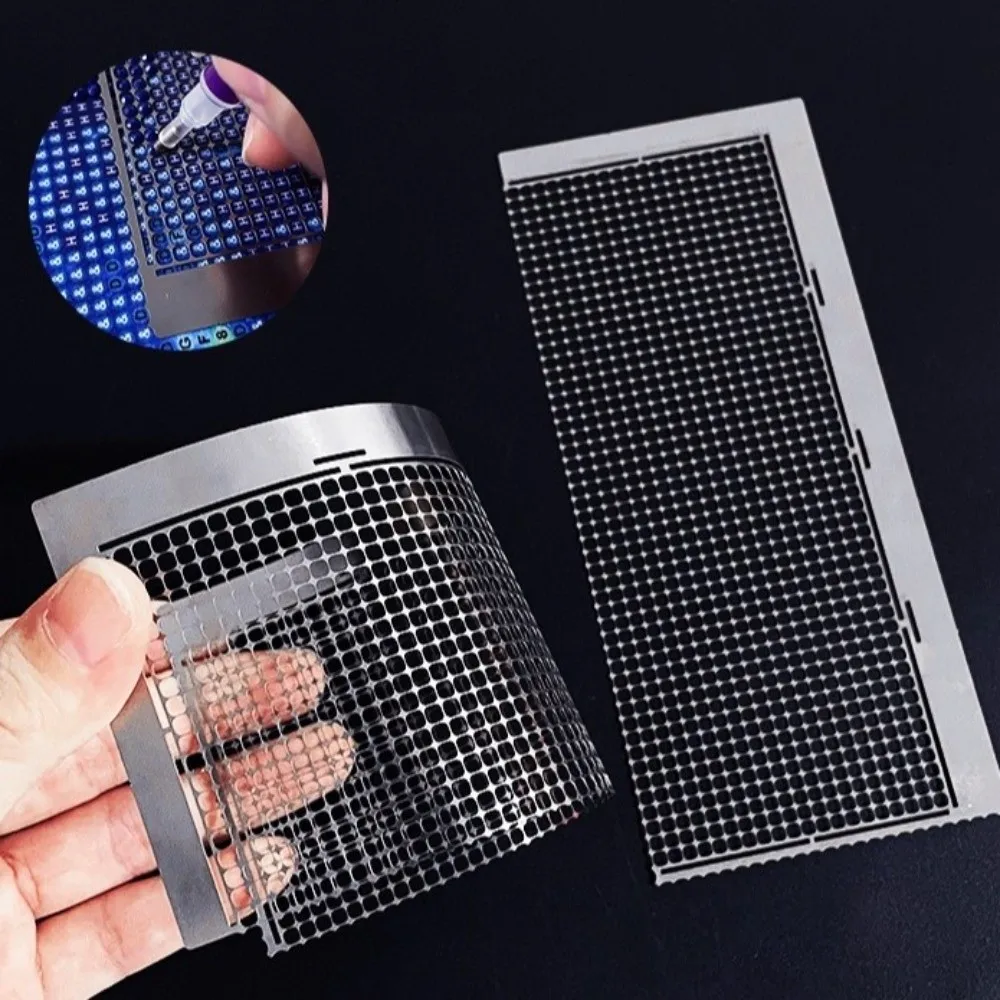 2 PCS Stainless Steel Rhinestone Placement Ruler Nonstick Coating 1020 Holes Mesh Grid Alignment Tool Circular Grid