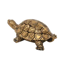 Resin Bronze Turtle Tortoise Statue Lucky Ornament Collectable Figurine Feng Shui Ornament for Office Home Decoration