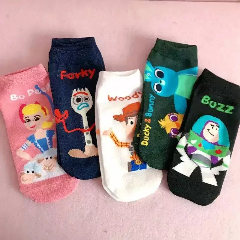 5 Pairs Of Sweet And Cute Cartoon Patterns For Women In Spring And Summer, Soft, Comfortable, Casual, Breathable Letter Socks