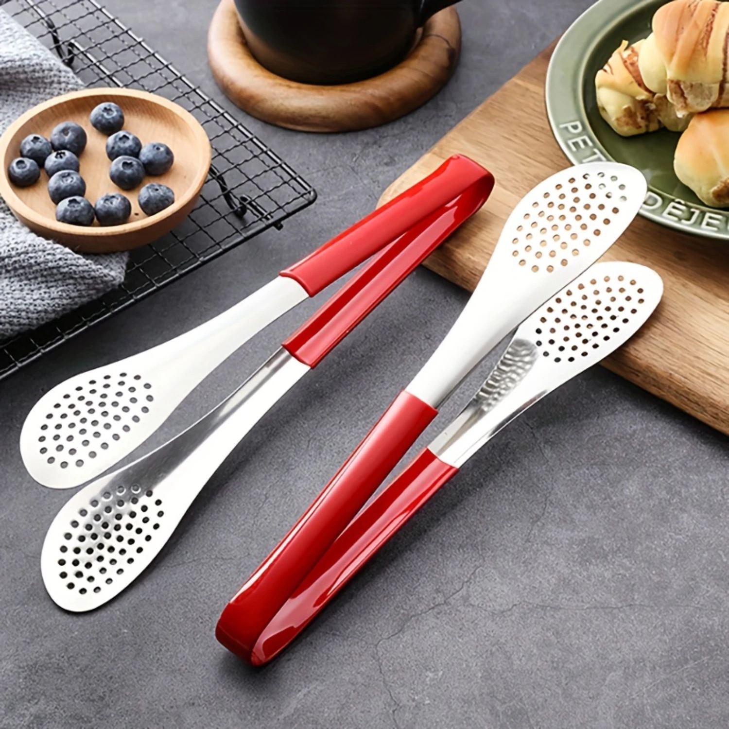 2pcs Cooking Tongs, 9inches Stainless Steel And Anti-scald Grips, Kitchen Utensils, Cooking Utensils For Grill, Salad, BBQ, Fryi