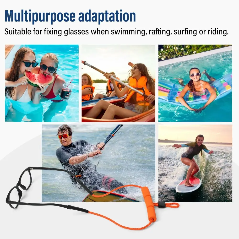Adjustable Length Floating Glasses Strap Non-slip Design Polyester Foam Sunglasses Lanyard Anti-drop Floatable Design
