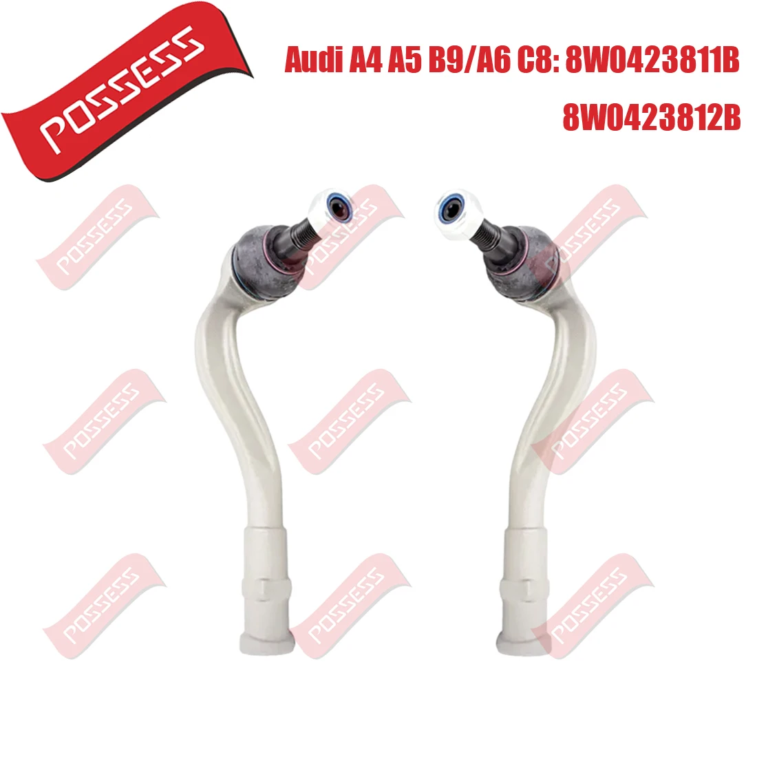 

A Pair of Front Axle Outer Steering Tie Rod Ends Ball Joint For Audi A4 B9 8W2 A5 F53 F57 A6 C8 A7 4KA Q5 FYB 2016-,8W0423811B