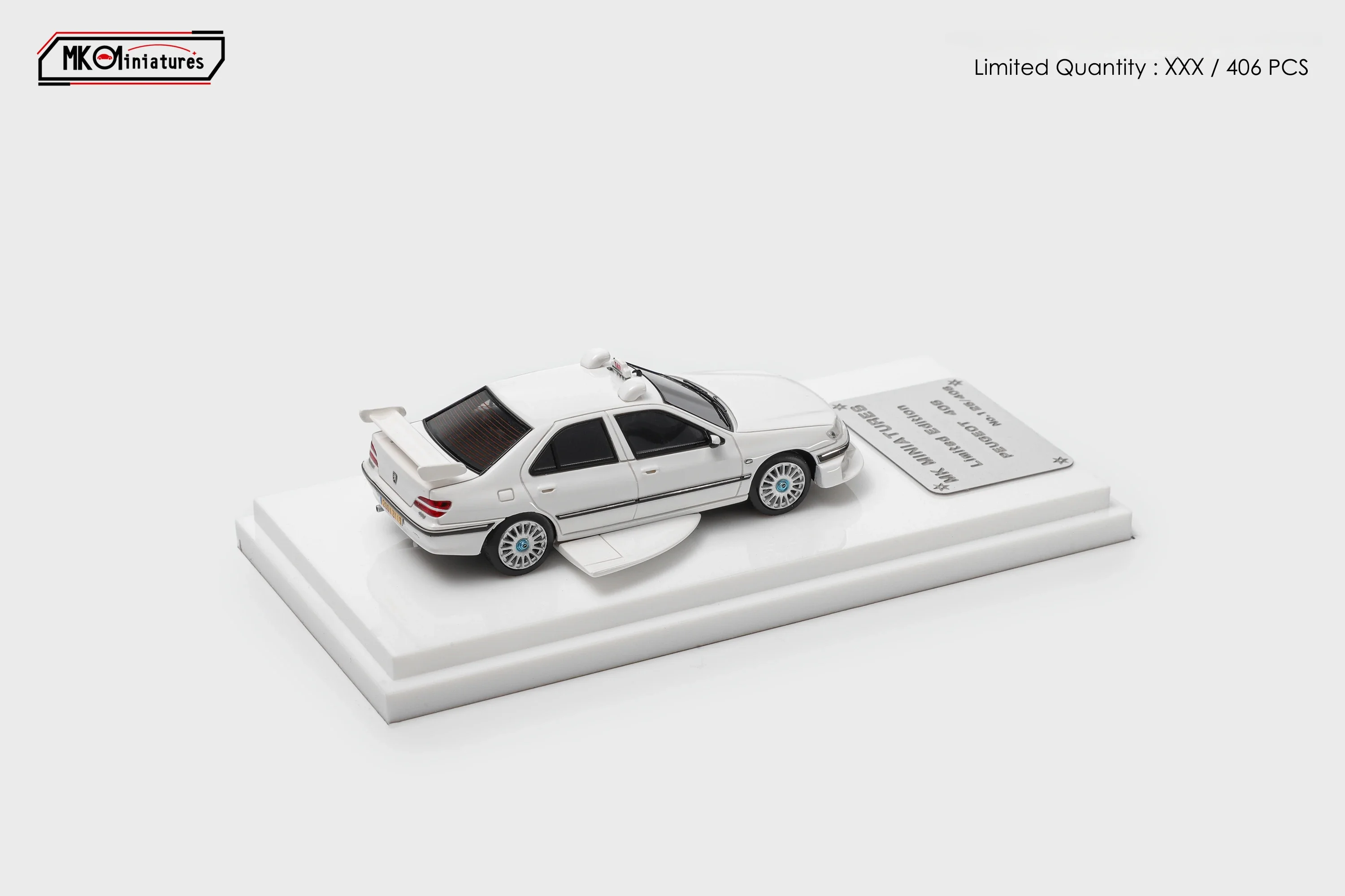 MK Miniatures 1:64 407 /406 Sedan TAXI White  Resin Model Car