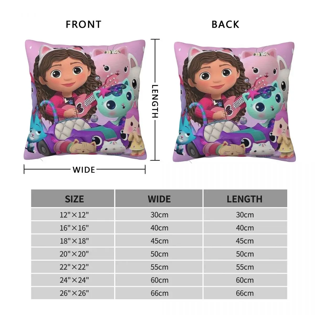 Magical Adventures In Gabbys Dollhouse Fanart Square Pillowcase Pillow Cover Cushion Decor Comfort Throw Pillow for Home Car