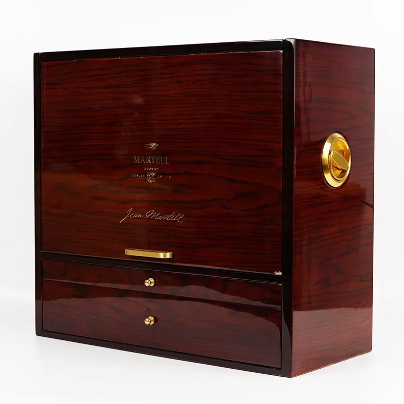 

High-end Luxury Wooden Wine Box Packaging Piano Lacquer Wood Cognac Whisky Display Case Custom Wooden Gift Box