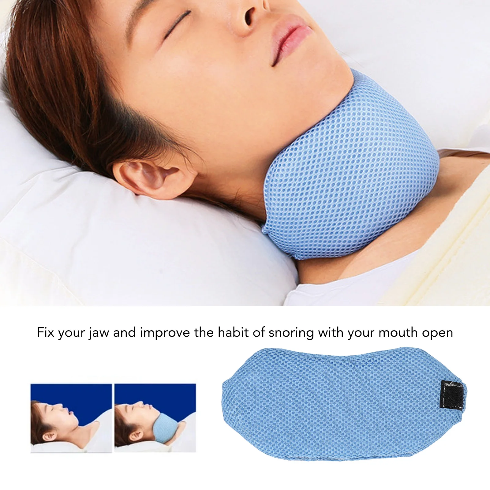 Snoring Reducing Strap Comfortable Fixed Sleep Anti Snoring Device Chin Strap for Nighttime Sleep Improvement