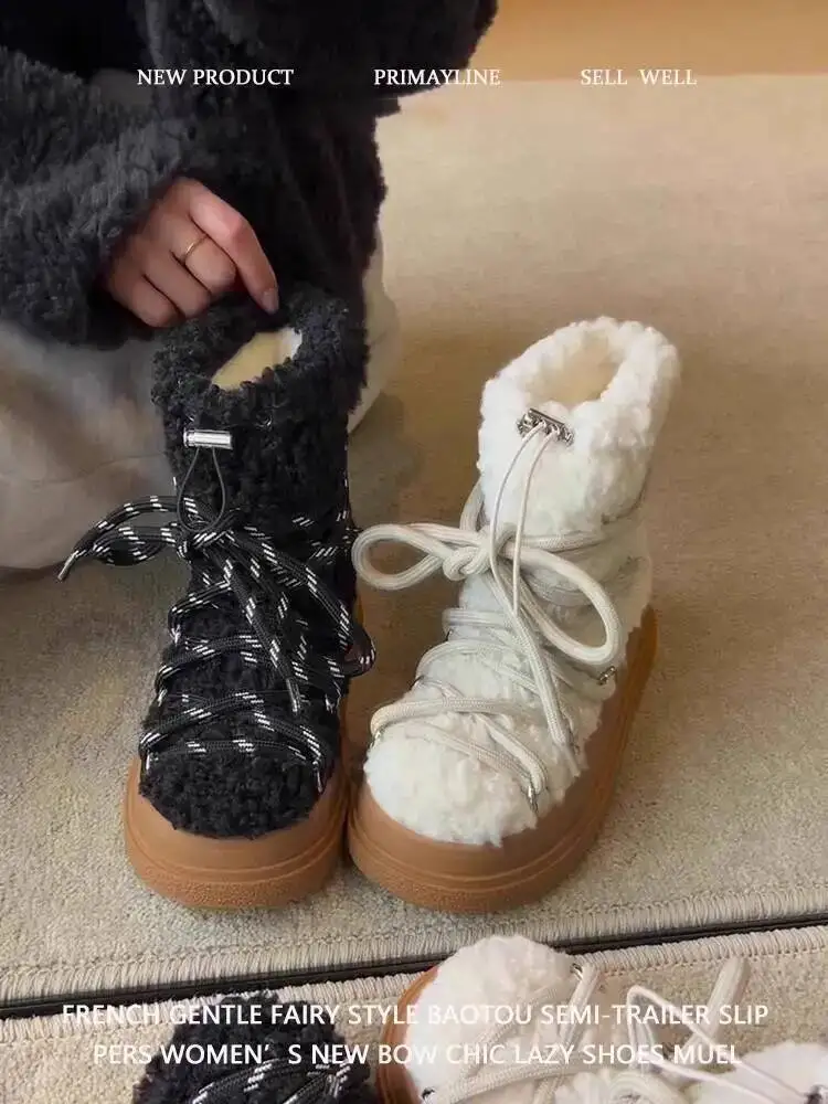 

Ankle Boots Women's Thick Soled Snow Boots Furry Boots 2025 Winter New Fleece Lined Warm Cotton Boots Versatile Anti Slip