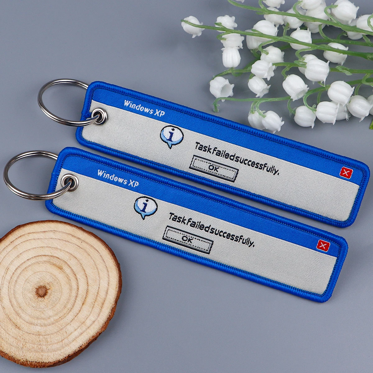 Warning Quotation Embroidery Key Fob Key Tag For Motorcycles Backpack Keychain Fashion Keyring Gifts for Men Women Accessories