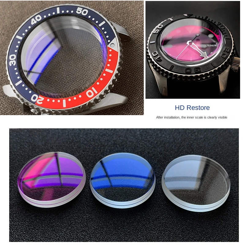31.5 مللي متر قبة مزدوجة/مسطحة/قبعة علوية/عدسة ساعة ياقوت قبة واحدة لـ SEIKO SKX007 SKX009 SKX011/171/173 SKX401A مرآة أزرق أحمر