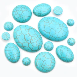 Nueva moda 5-40 piezas 10mm 12mm 25mm 18x25mm 30x40mm naturaleza turquesa plana trasera redonda Oval cabujones camafeo Domo