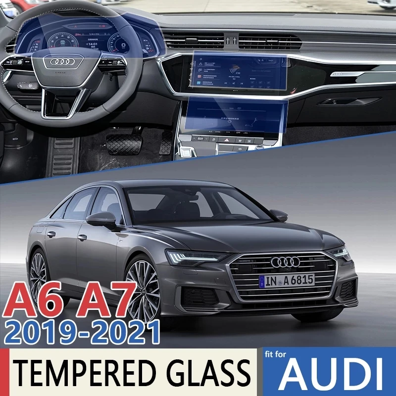 Dla Audi A6 C8 4K A7 4K8 2019 ~ 2021 nawigacja samochodowa Instrument AC Film GPS Touch pełna ochrona ekranu szkło hartowane akcesoria