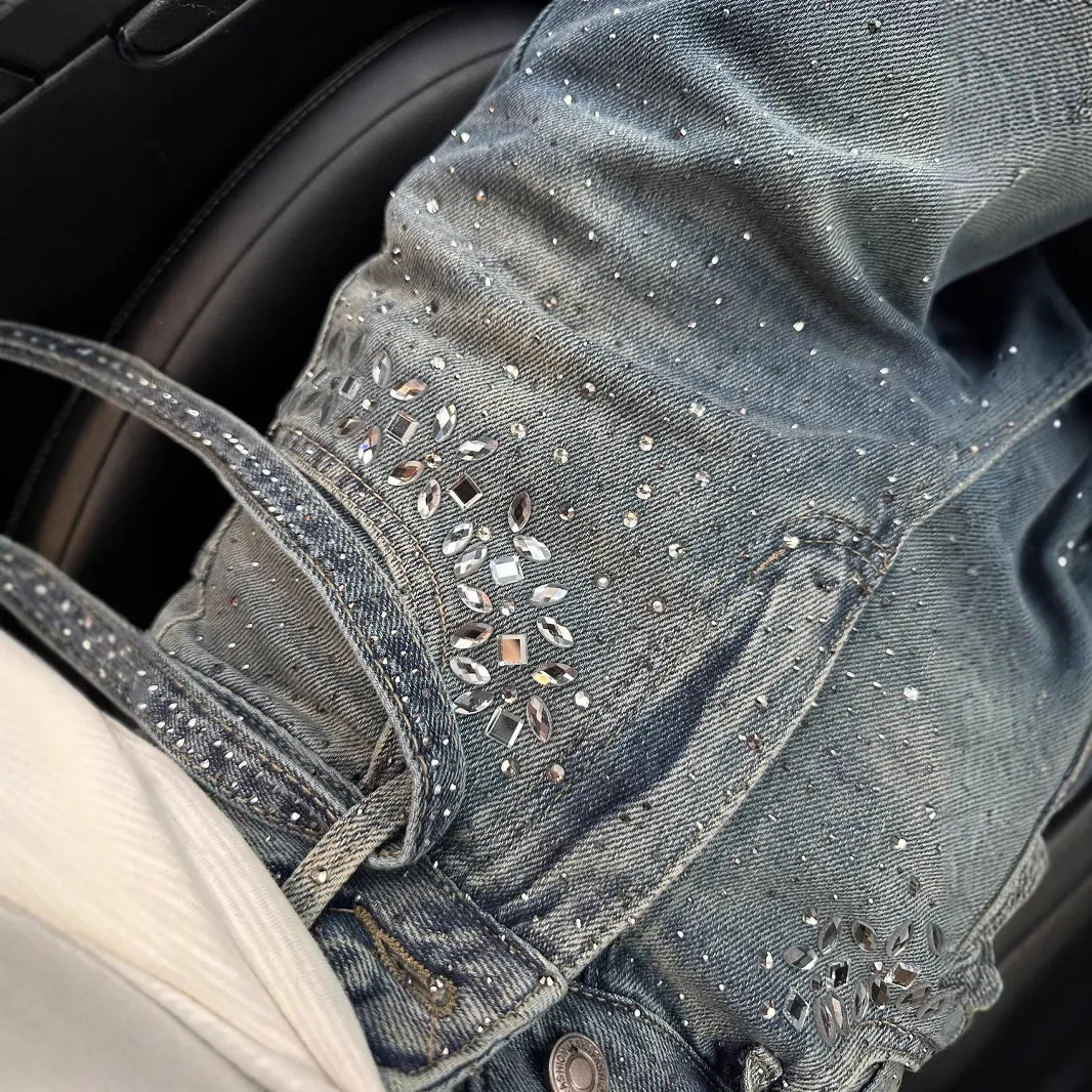 Denim Pant Women Jeans Vintage Wide Leg Pants Floor Length High Waist Straight Trousers Y2k Streetwear Elegant Work Casual