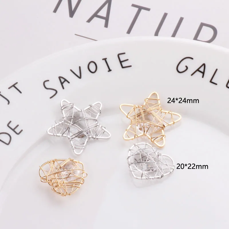 1pcs Earring Accessories 18k To Maintain Color Zircon Love Pentagonal Heart Earrings Pendant Jewelry Material Handmade Charms